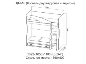 ДМ-16 Кровать двухъярусная с ящиком в Белоярском - beloyarskij.магазин96.com | фото