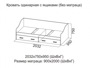 Кровать одинарная с ящиками (Без матраца 0,9*2,0) в Белоярском - beloyarskij.магазин96.com | фото